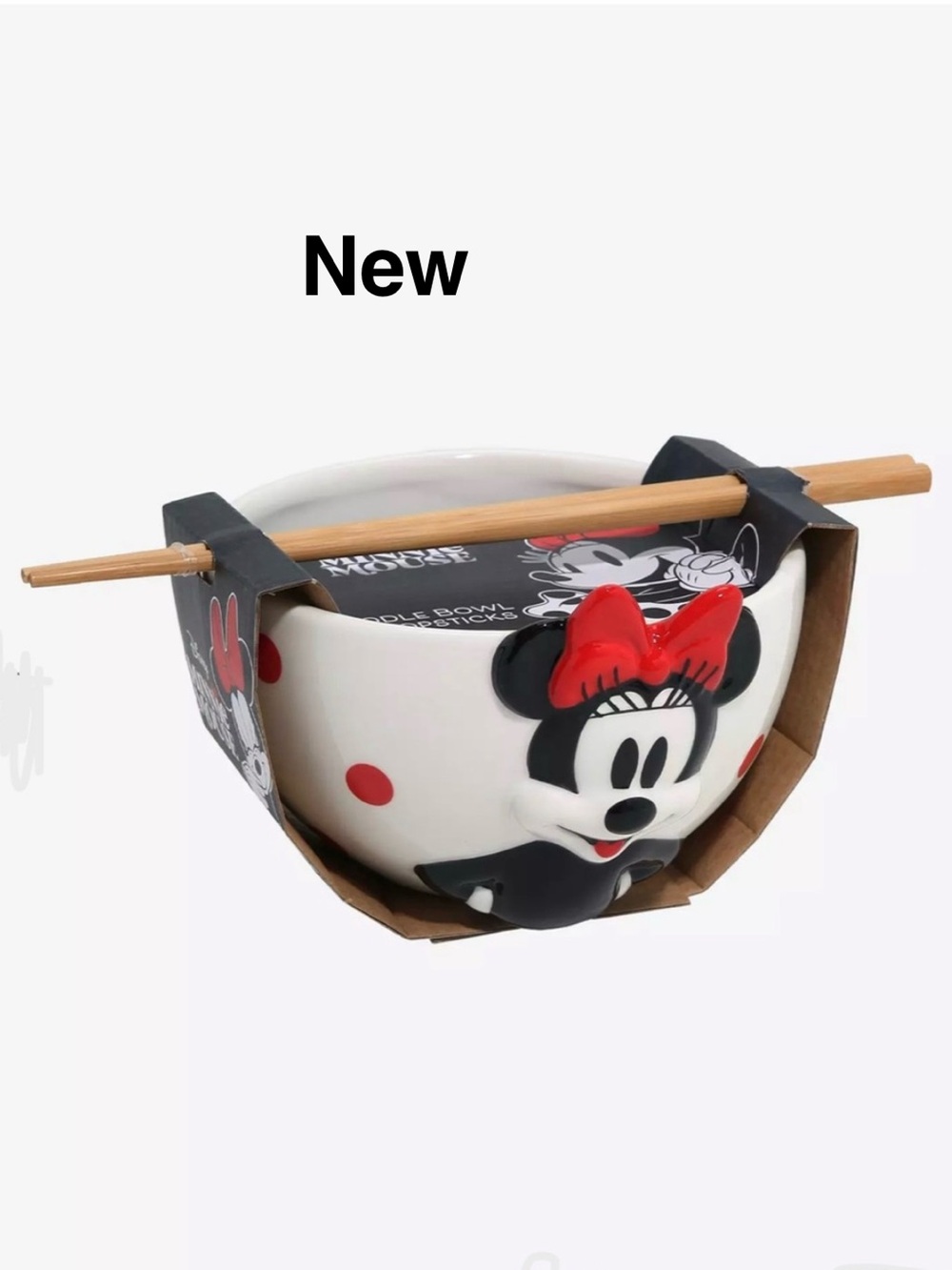 New Disney Minnie Mouse Polka Dot Ramen Bowl Set with tags ⭐️⭐️⭐️⭐️